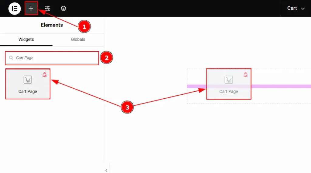 Inserting the Cart Page widget