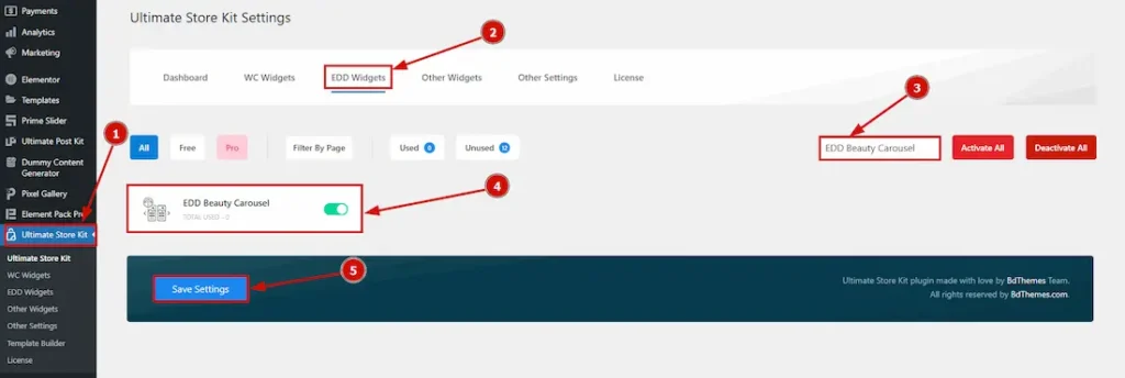Enable the EDD Beauty Carousel Widget