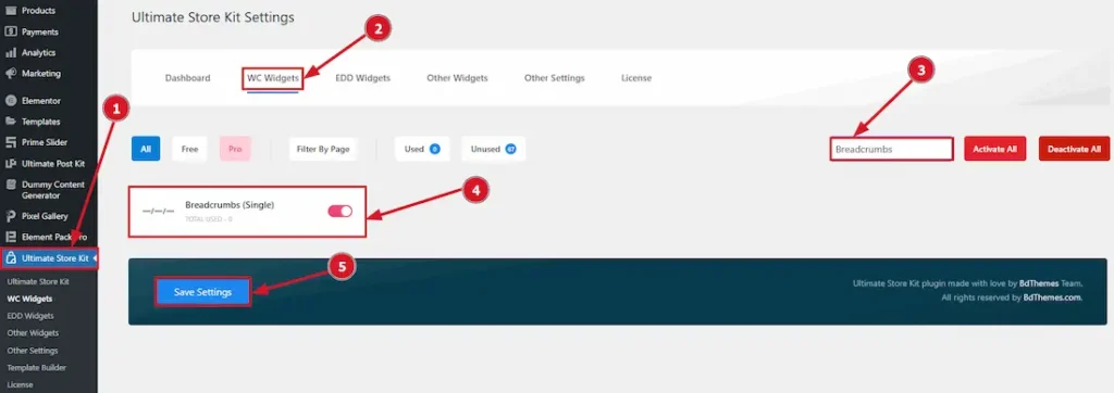 Enable the Breadcrumbs Widget