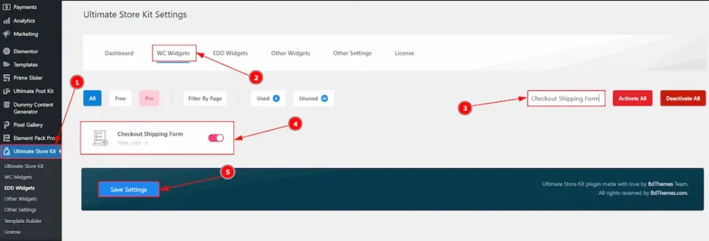 Enable the Checkout Shipping Form Widget