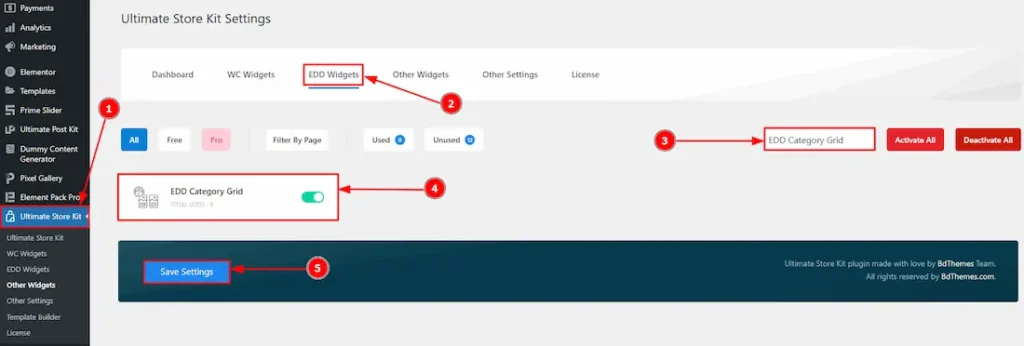 Enable the EDD Category Grid Widget