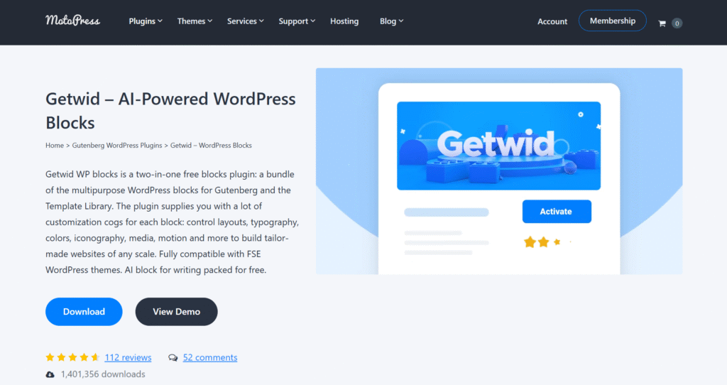 Getwid - Popular WordPress Block Plugin
