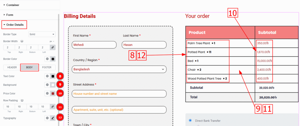 Order Details Body - BdThemes