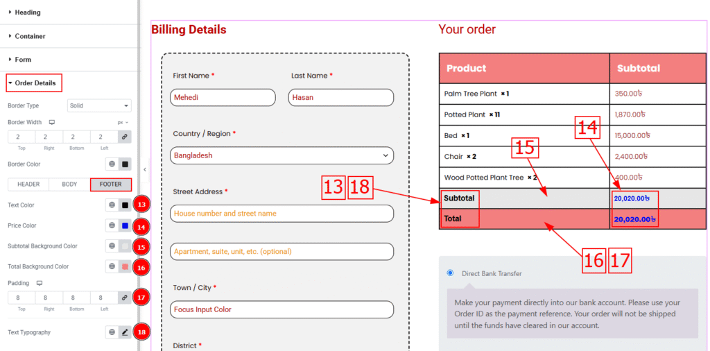 Order Details Footer - BdThemes