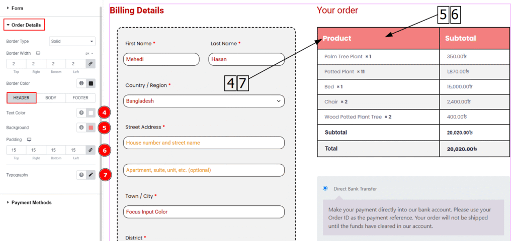 Order Details Header - BdThemes