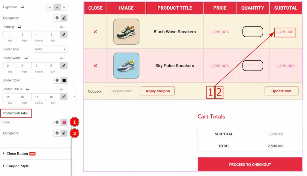 Product Sub Total - BdThemes