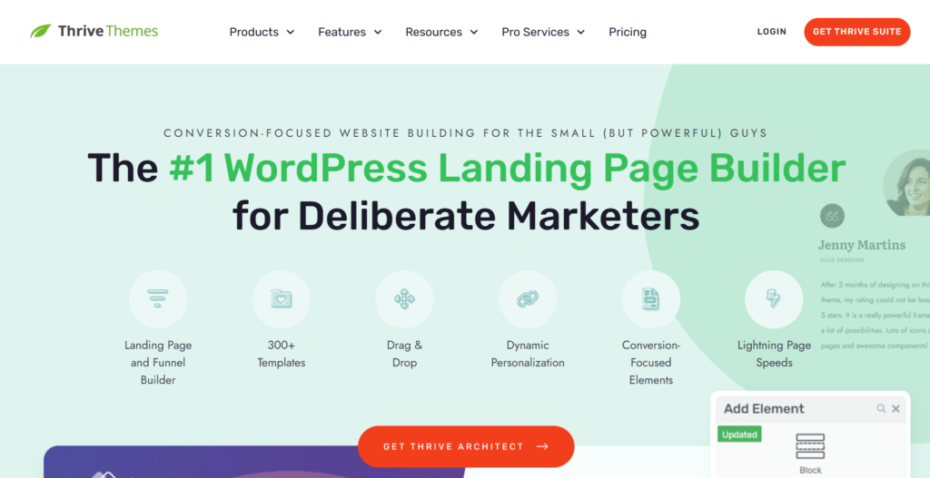 Thrive Architect - Best WordPress Page Builders