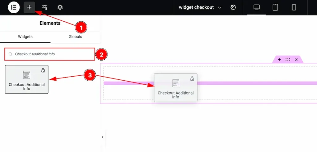 Inserting The Checkout Additional Info widget
