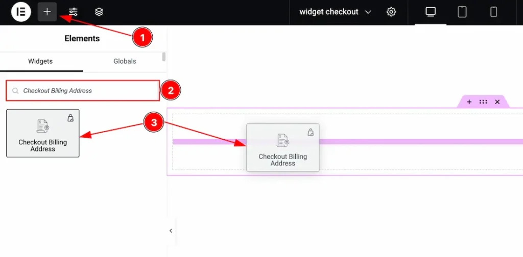 Inserting the Checkout Billing Address widget