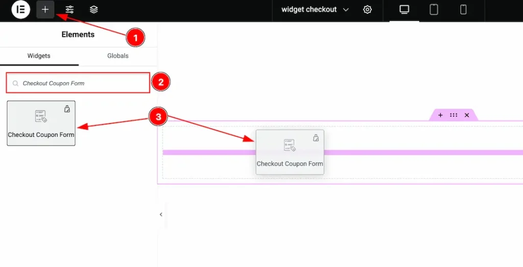 Inserting the Checkout Coupon Form widget