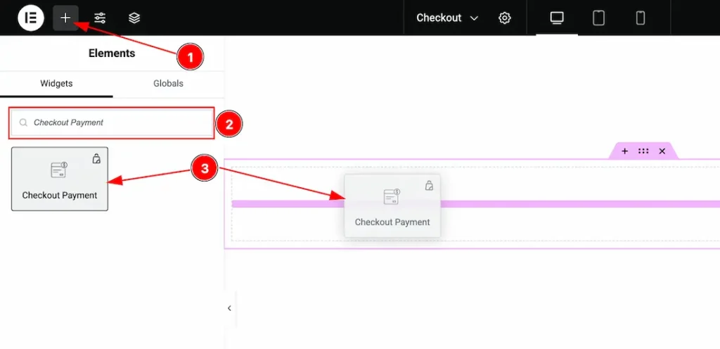 Inserting the Checkout Payment widget