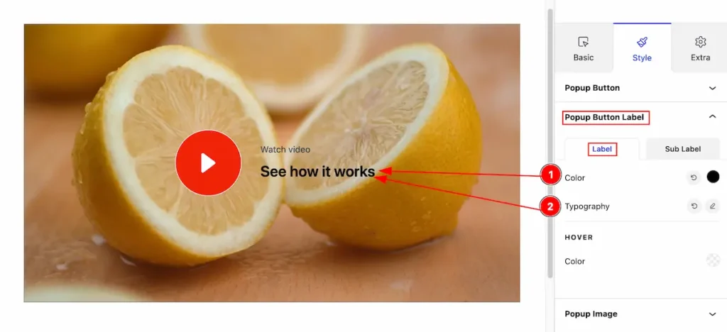 popup button label - BdThemes