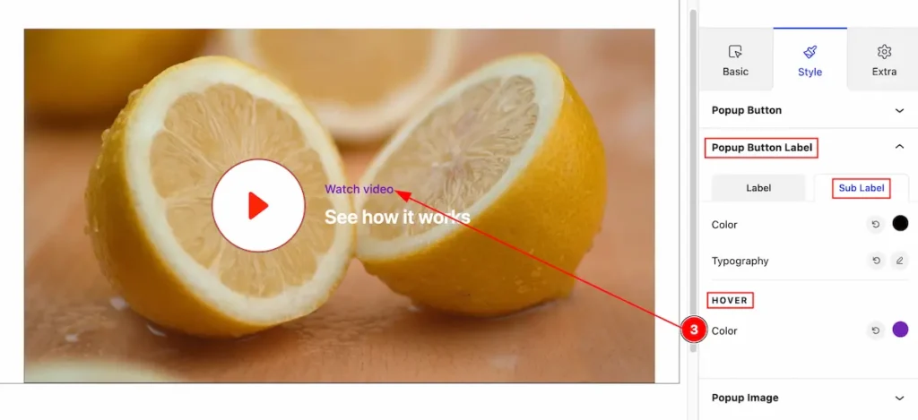 popup button label sub label hover - BdThemes