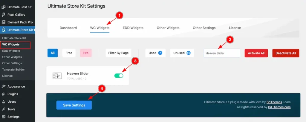 Enable the Heaven Slider Widget