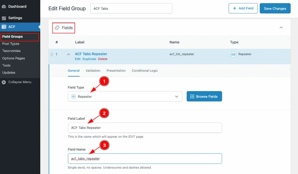 ACF Tabs Repeater Fields - BdThemes