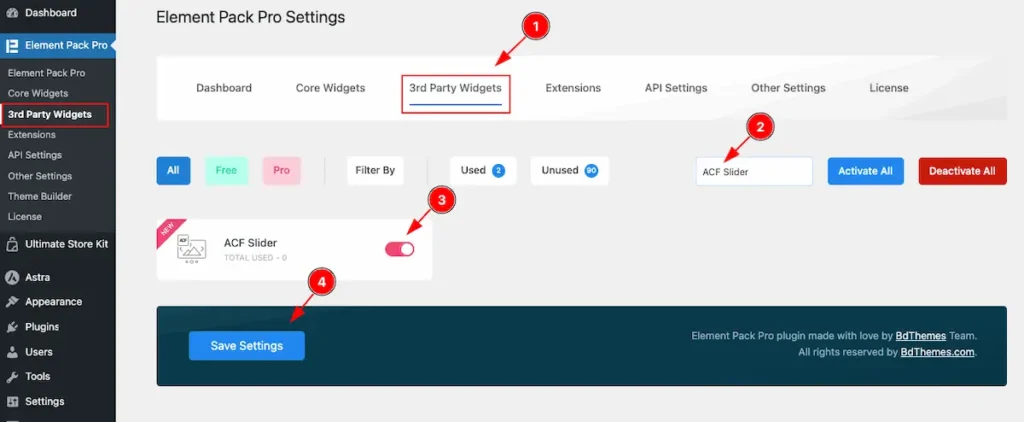 Activate ACF Slider Widget