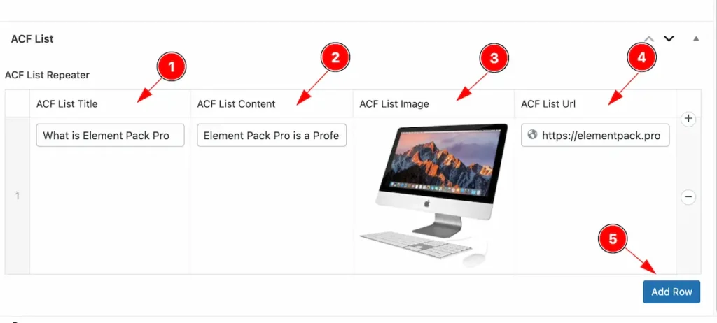 Add content on ACF LiST - BdThemes