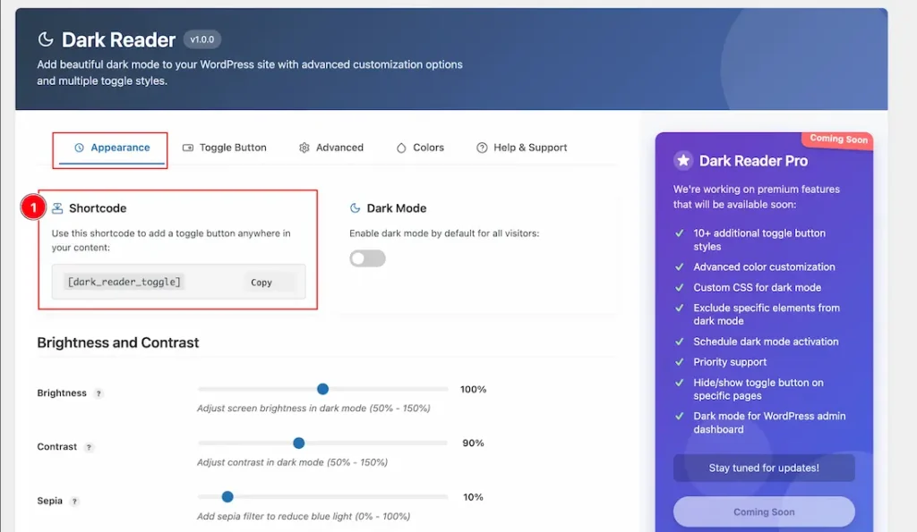 Appearance Tab Section