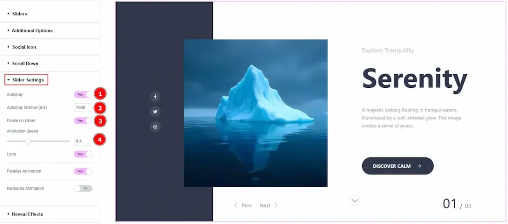 Slider Settings Section