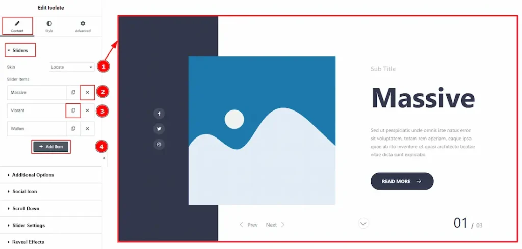 Work With The Content Tab Of Isolate Slider Locate Skin