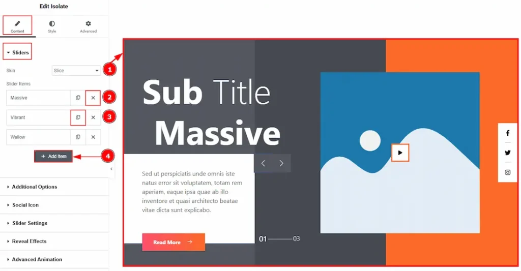 Work With The Content Tab Of Isolate Slider Slice Skin