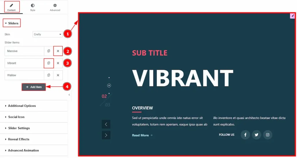 The Content Tab Of General Slider Crelly Skin