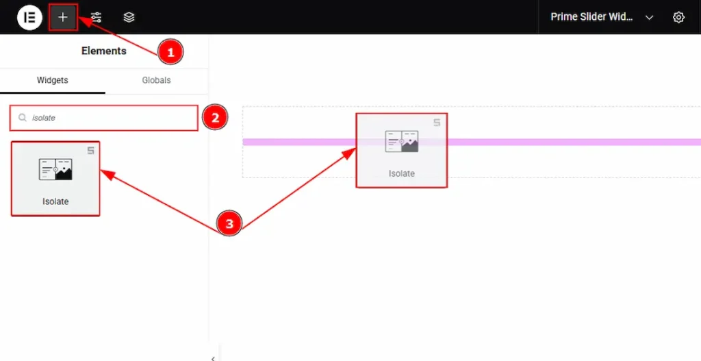 Inserting the Isolate Slider widget
