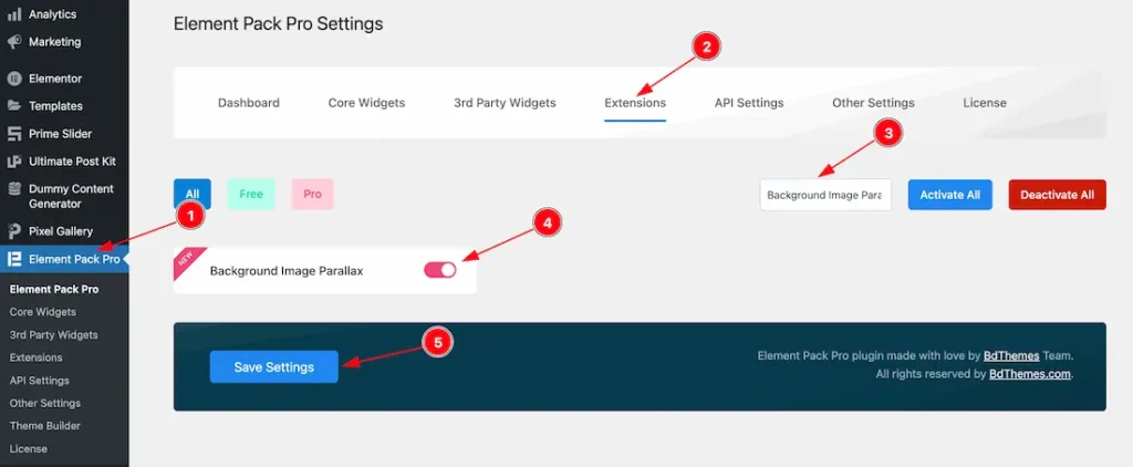 Enabling The Background Image Parallax Extension
