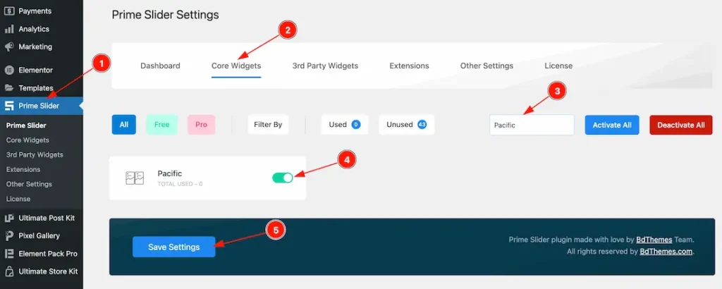 Enable The Pacific Slider Widget