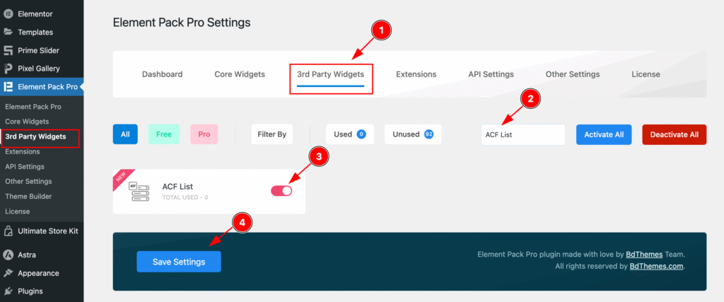 Activate ACF List Widget