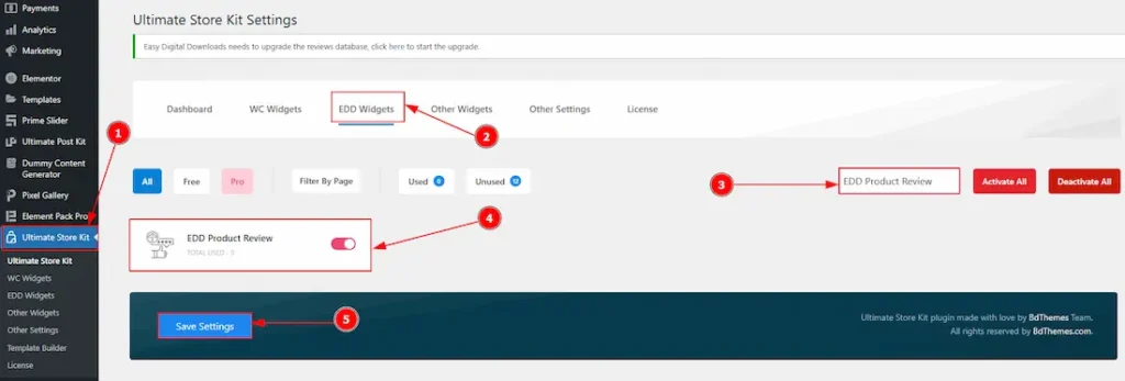 Enable the EDD Product Reviews Widget