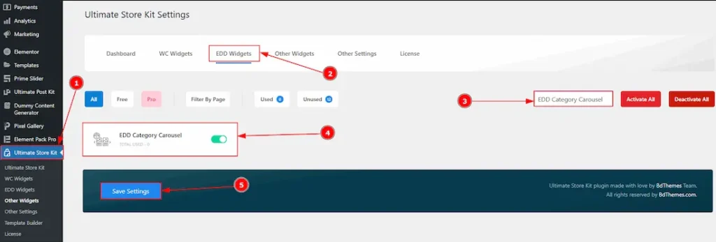 Enable the EDD Category Carousel Widget