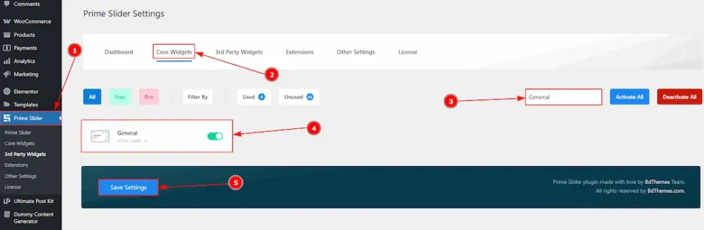 Enable The General Slider Widget