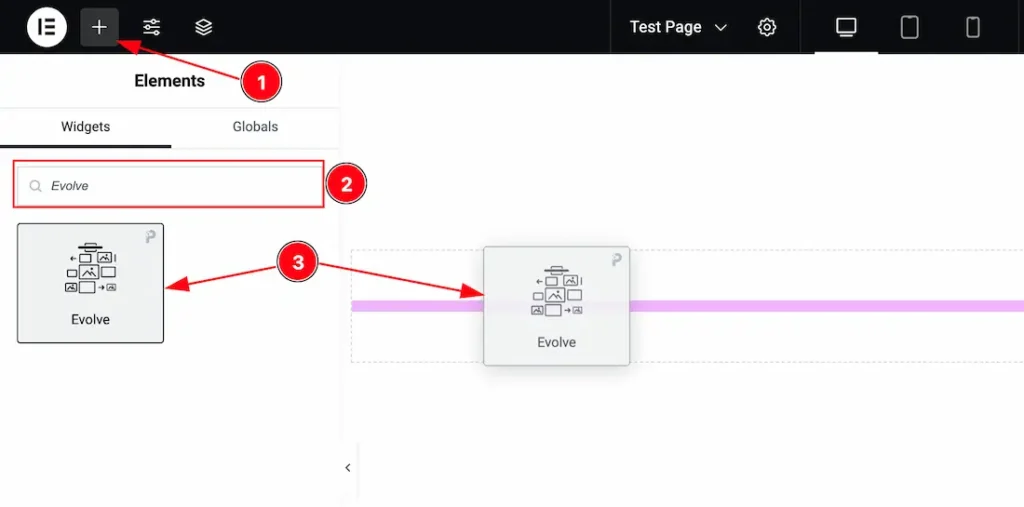Inserting The Evolve widget