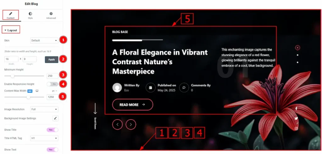 Work With The Content Tab of the Blog Slider Default Skin