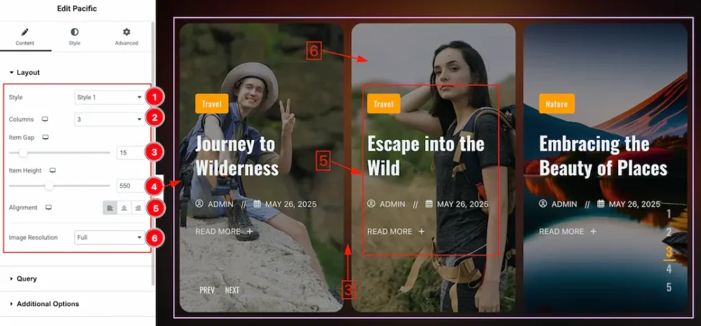 Work With The Content Tab of the Pacific Slider