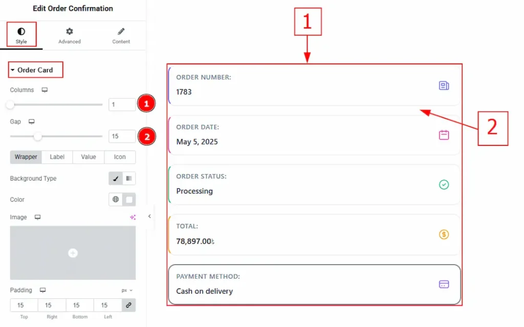 Work with the Style Tab Of Thankyou Order Confirmation