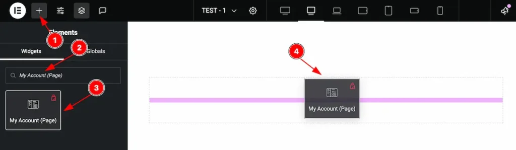 How to use My Account Page widget by Ultimate Store Kit Pro 2 Inserting The My Account Page widget
