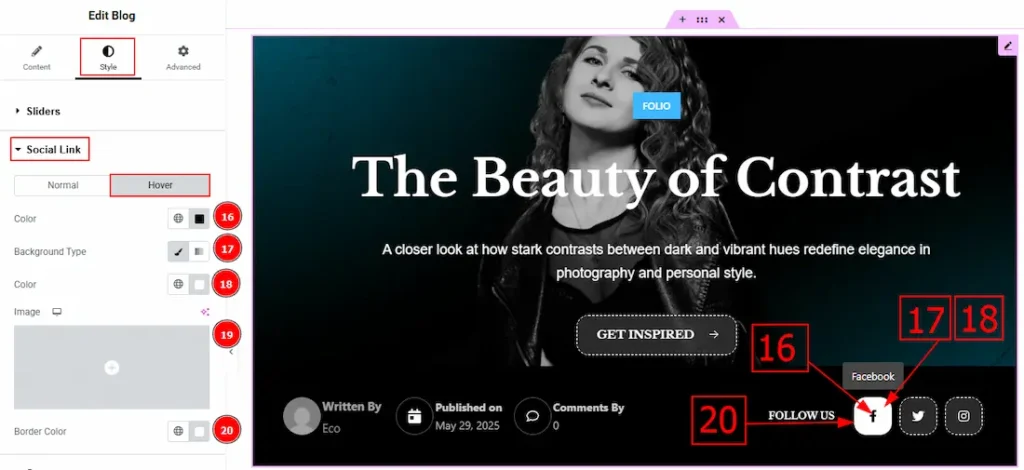 Social Link Hover - BdThemes
