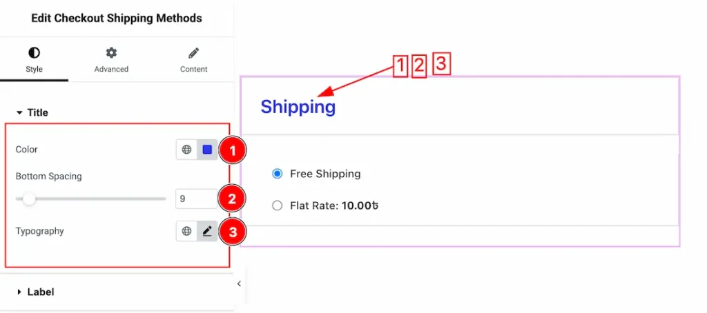 Configuring the Style Tab of Checkout Shipping Method
