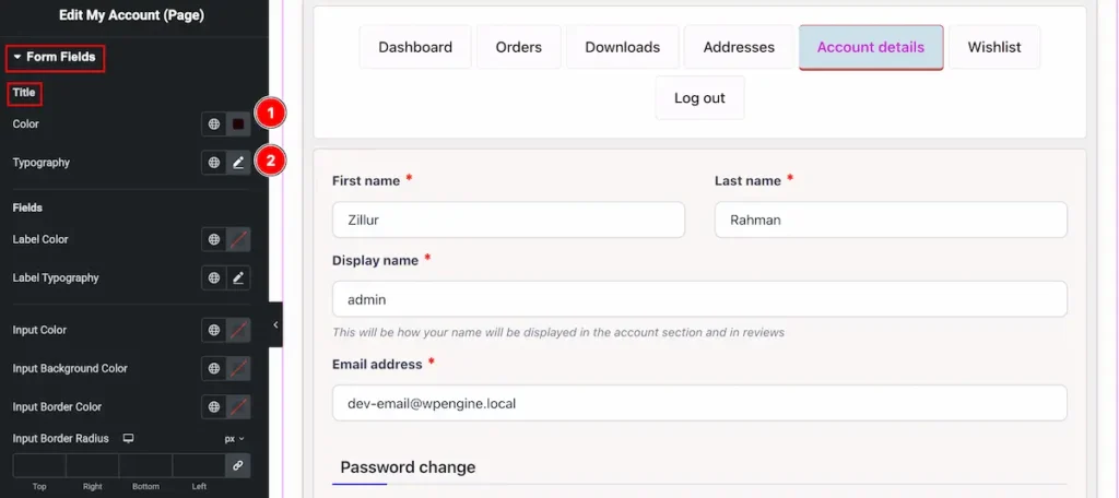 form fields title - BdThemes