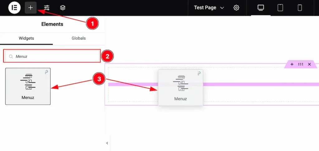 Inserting The Menuz widget