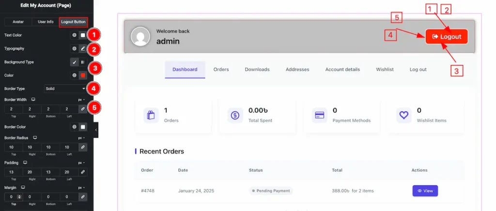 my account header logout - BdThemes