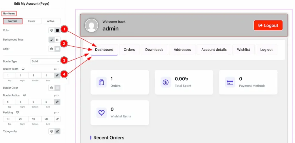 nav items normal - BdThemes