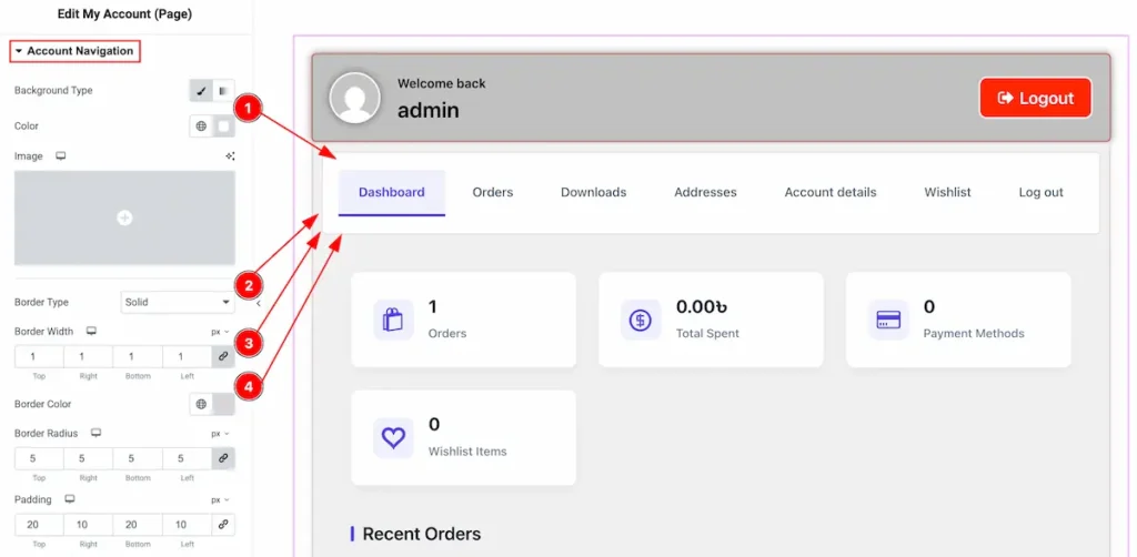 navigation account - BdThemes
