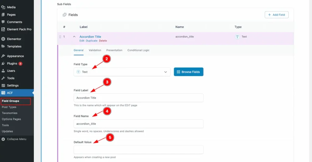 sub fields added label - BdThemes