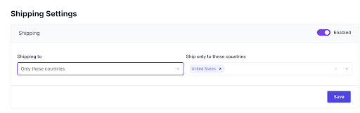 shipping settings of ecommerce store