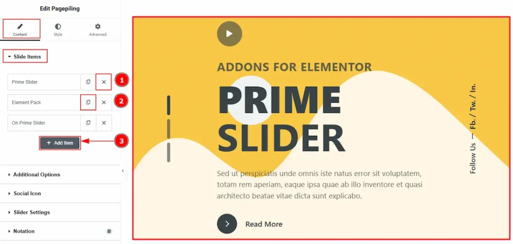 Slide Items Section