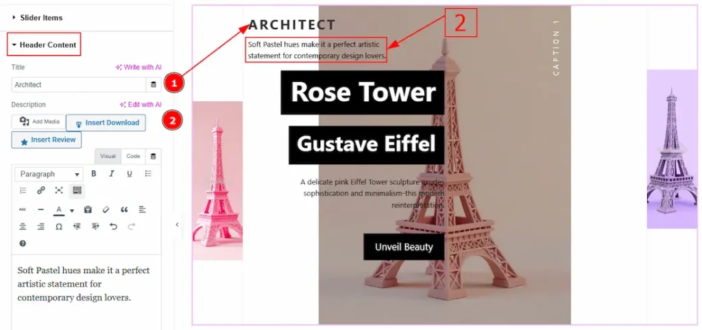 Header Content Section