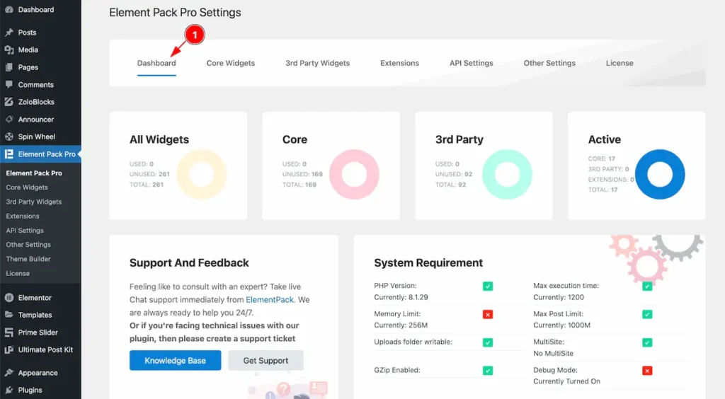 Dashboard Element Pack Pro - BdThemes